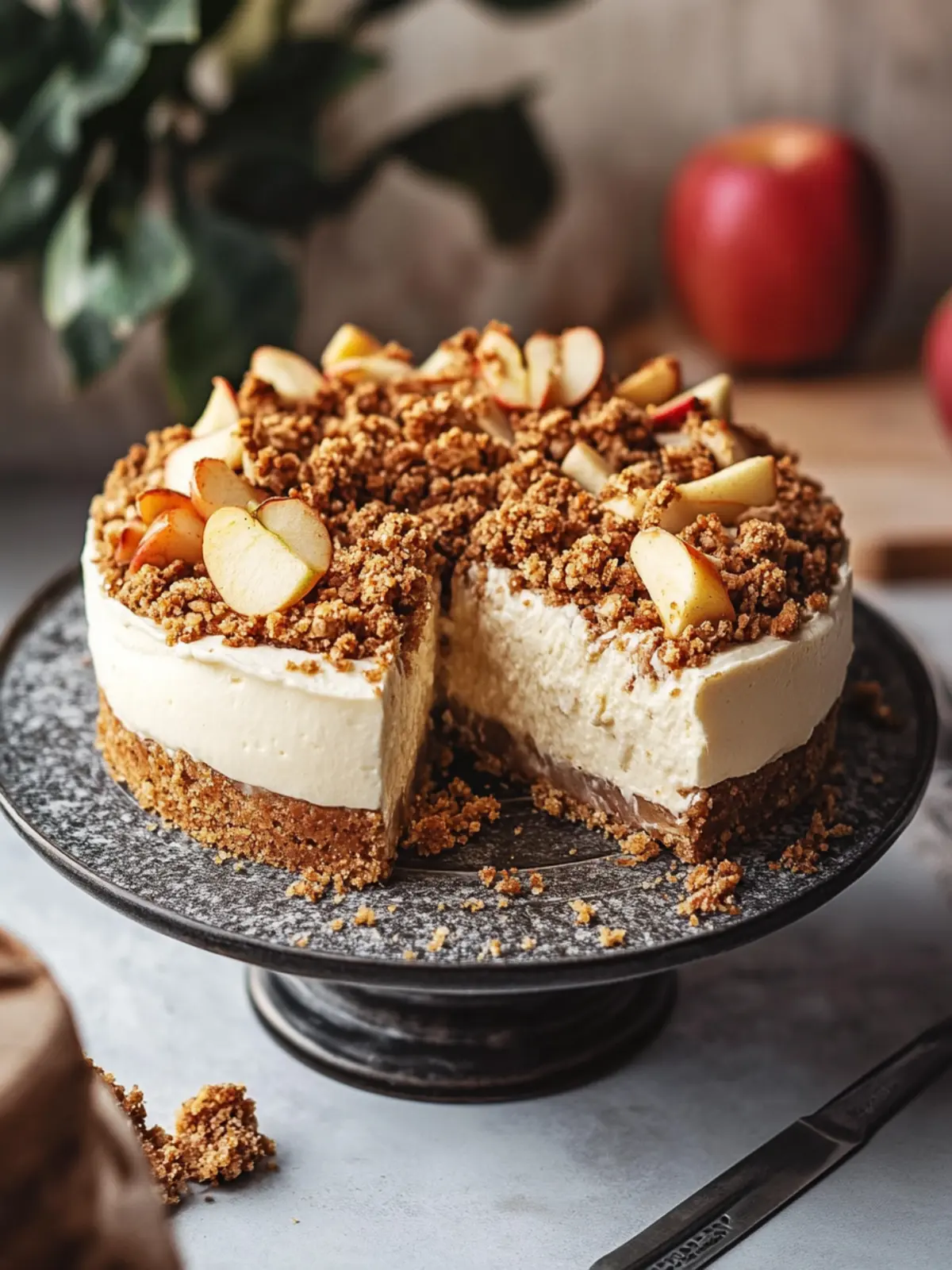 Decadent Apple Crumble Cheesecake with Biscoff Bliss 5 Apple Crumble Cheesecake