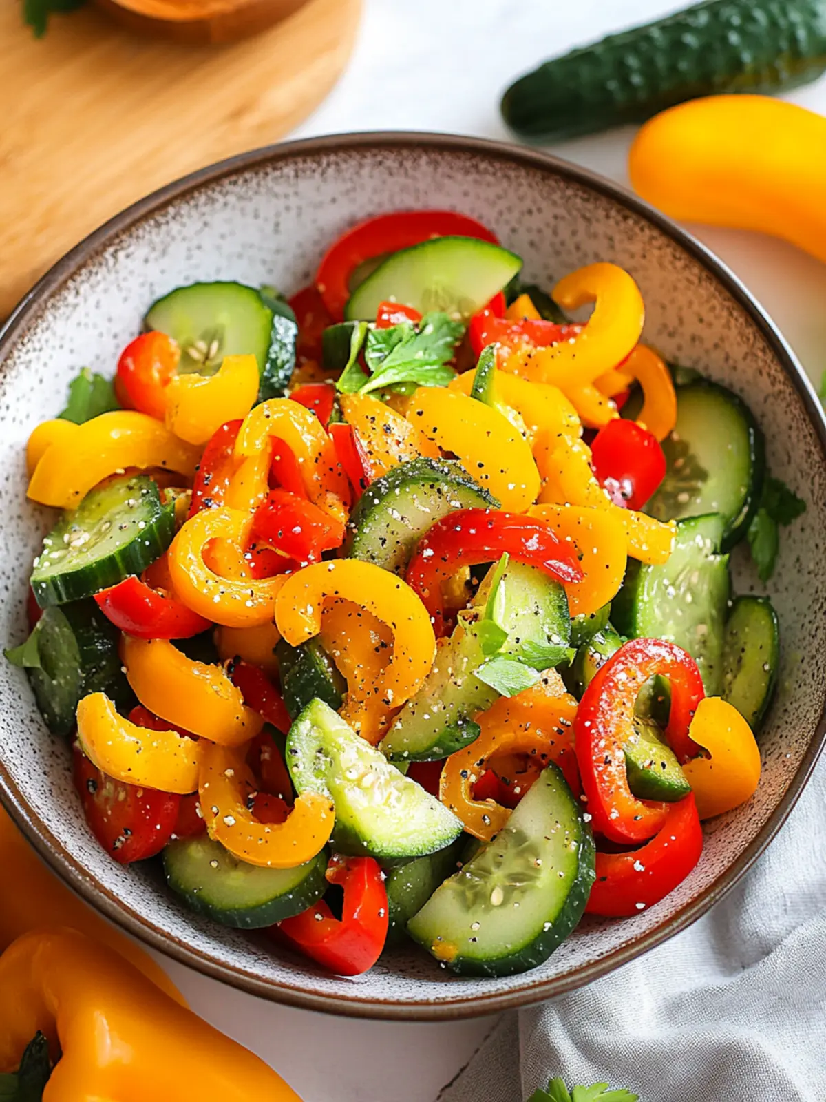 Cucumber and Sweet Pepper Salad with Zesty Ginger Dressing 3 Cucumber and Sweet Pepper Salad