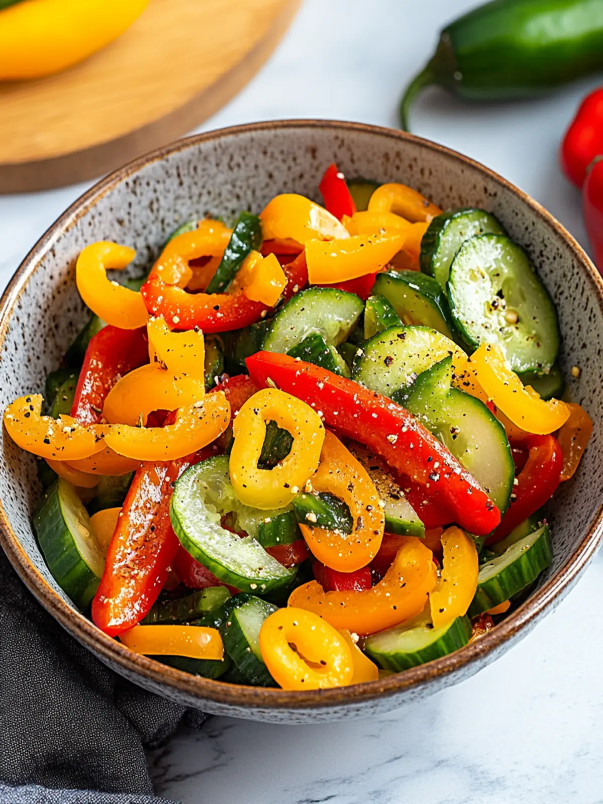Cucumber and Sweet Pepper Salad with Zesty Ginger Dressing 5 Cucumber and Sweet Pepper Salad