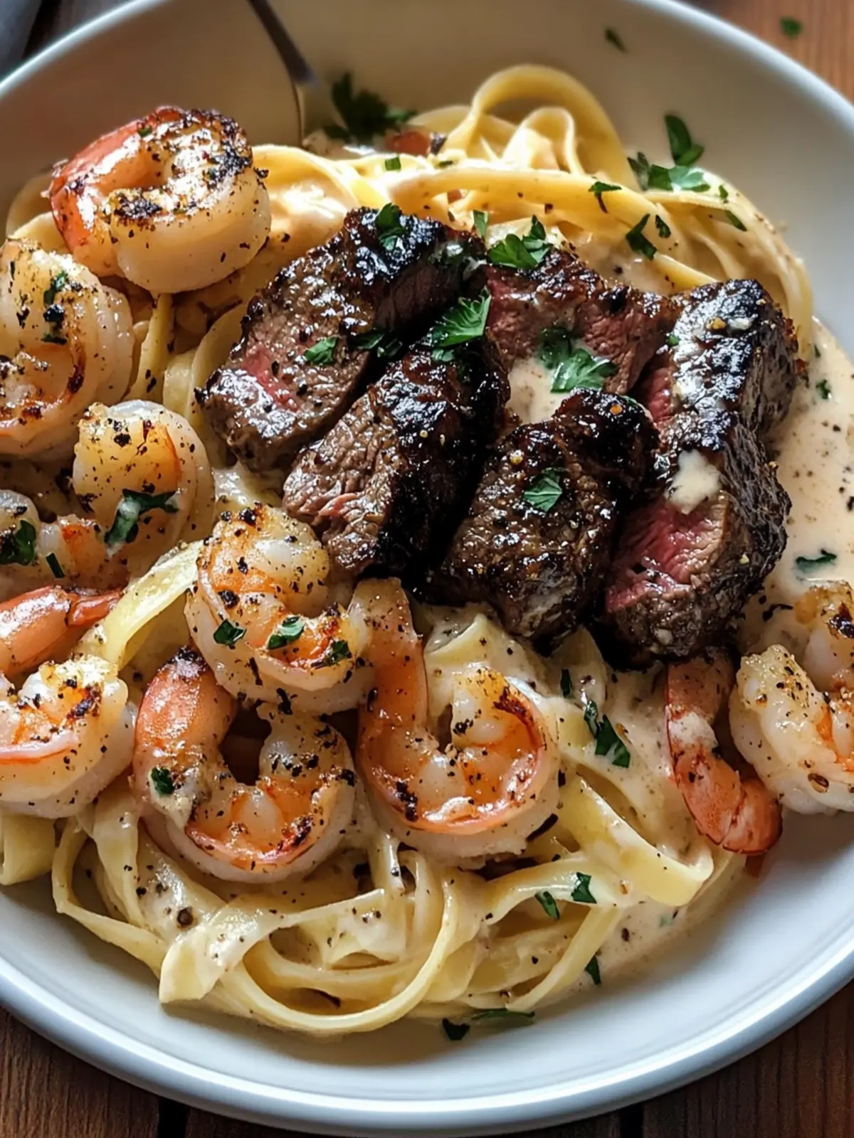 Indulge in Blackened Steak and Shrimp Alfredo Tonight 2 Blackened Steak and Shrimp Alfredo
