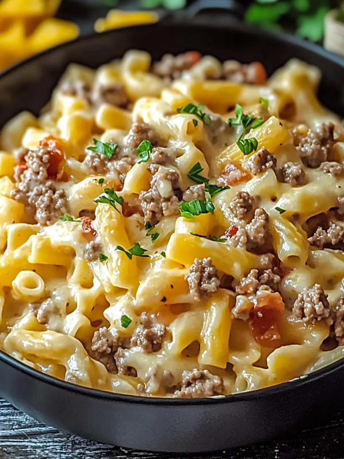 Delicious Loaded Cheeseburger Alfredo Pasta You’ll Crave! 2 Loaded Cheeseburger Alfredo Pasta