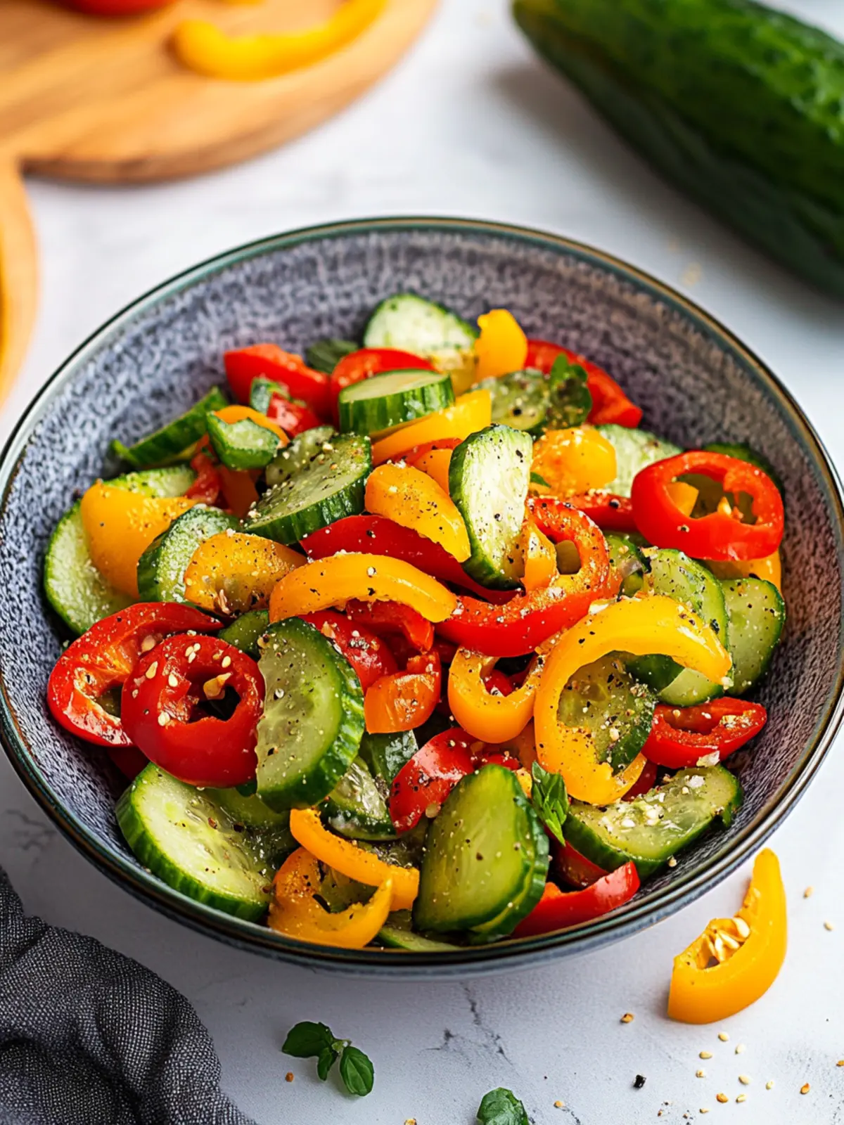 Cucumber and Sweet Pepper Salad with Zesty Ginger Dressing 2 Cucumber and Sweet Pepper Salad