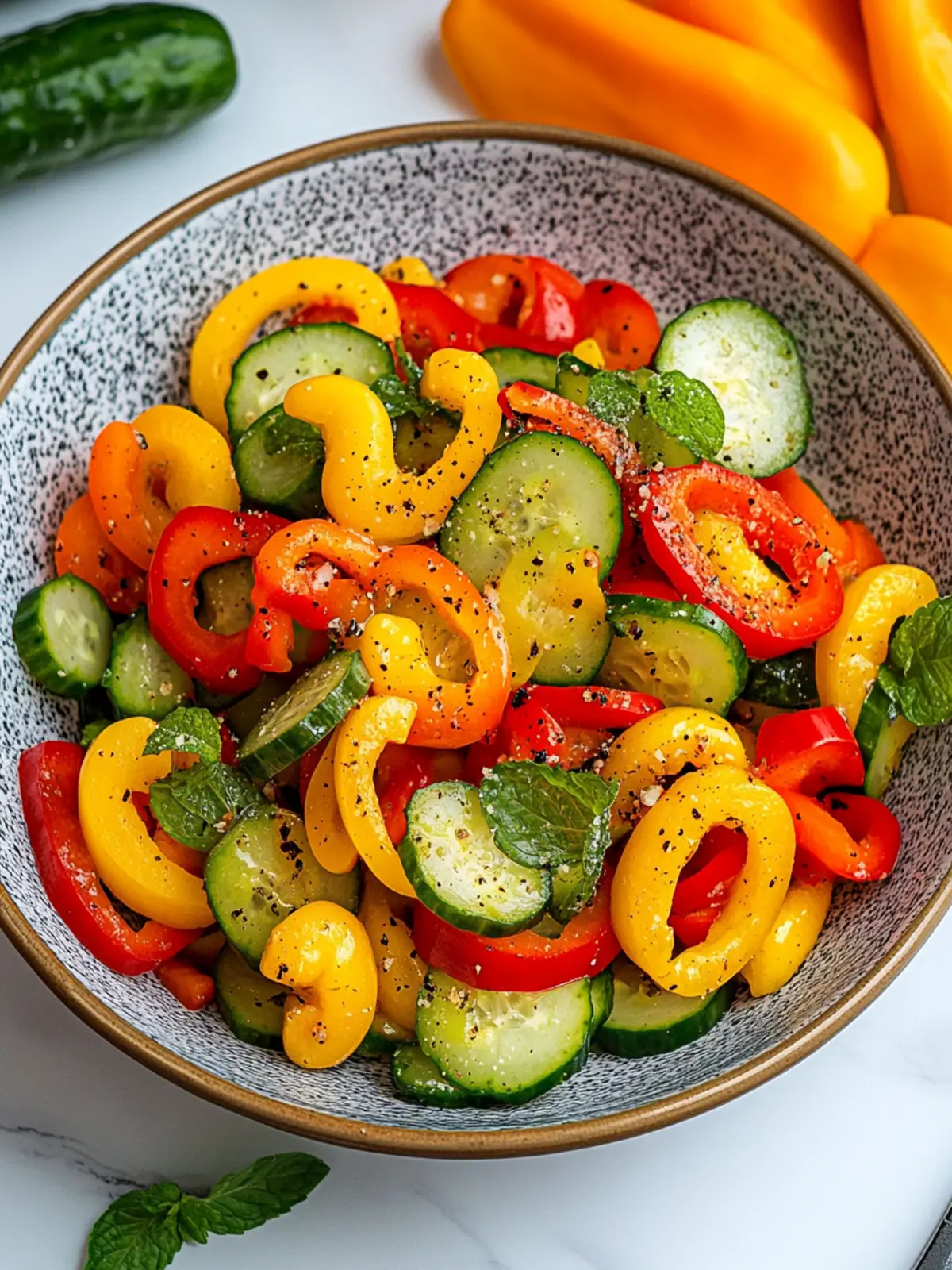 Cucumber and Sweet Pepper Salad with Zesty Ginger Dressing 4 Cucumber and Sweet Pepper Salad