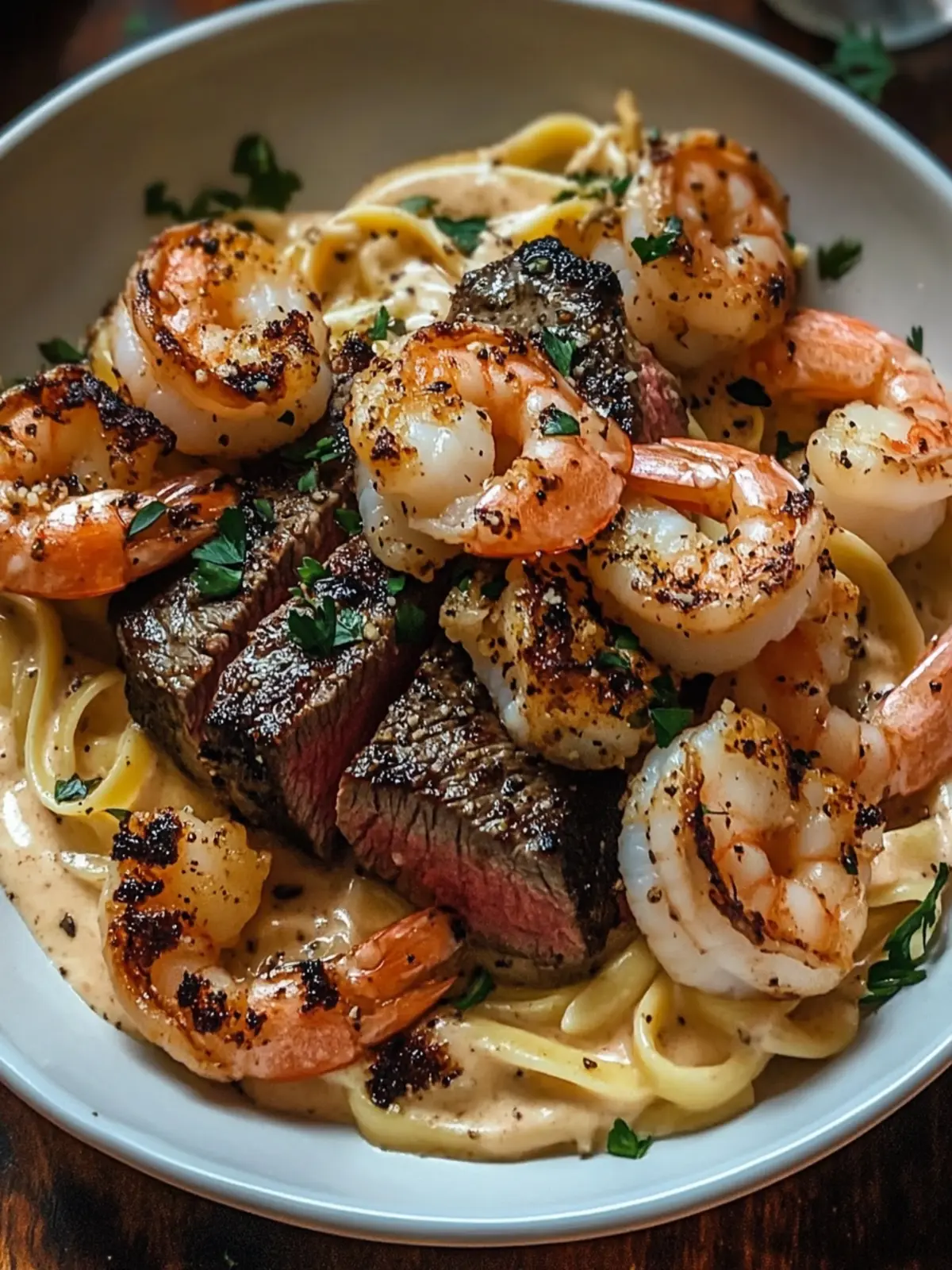 Indulge in Blackened Steak and Shrimp Alfredo Tonight 4 Blackened Steak and Shrimp Alfredo