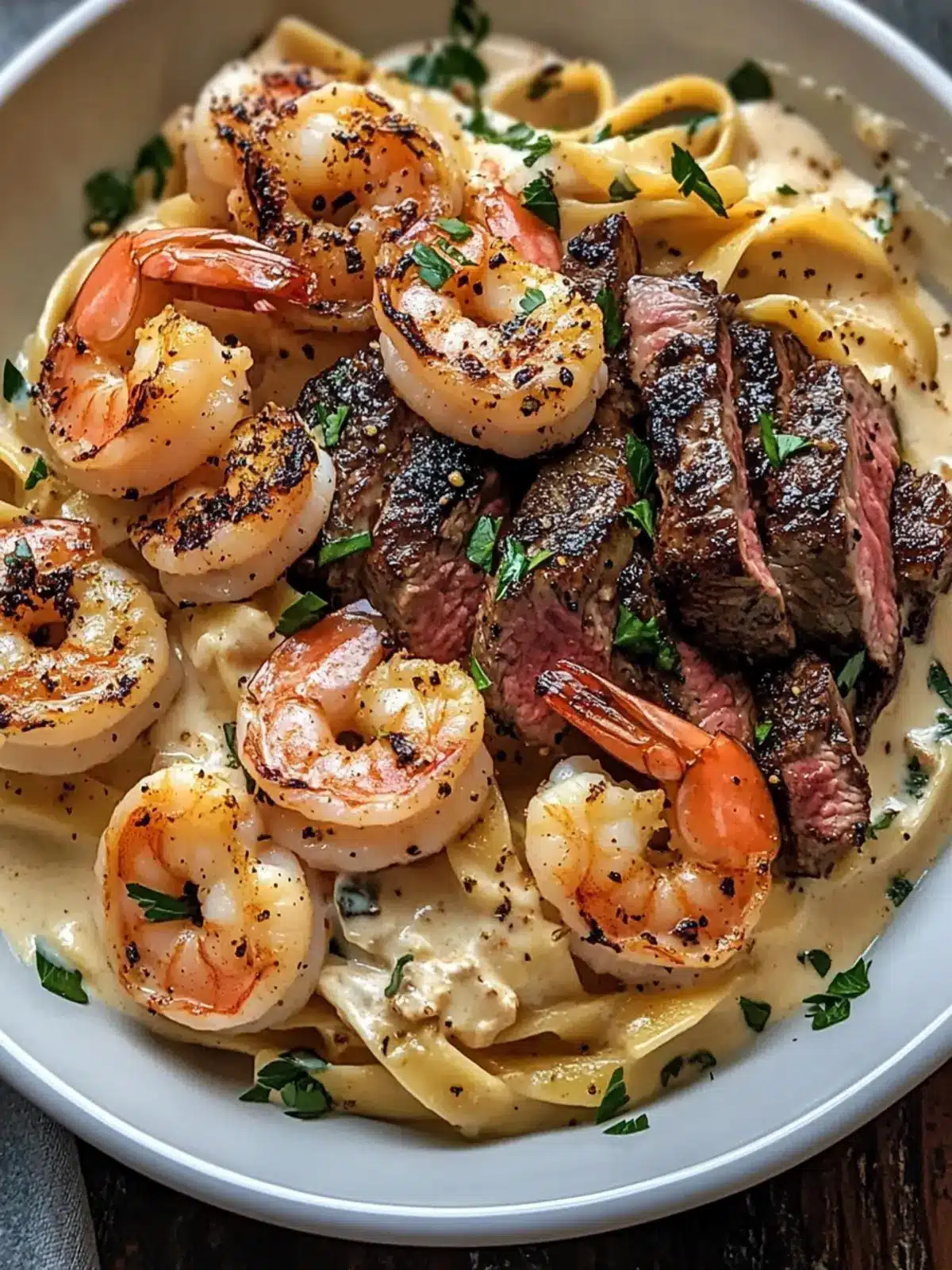 Indulge in Blackened Steak and Shrimp Alfredo Tonight 5 Blackened Steak and Shrimp Alfredo